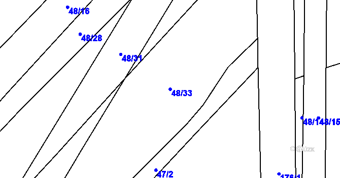 Parcela st. 48/33 v KÚ Želechovice, Katastrální mapa