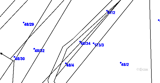 Parcela st. 48/34 v KÚ Želechovice, Katastrální mapa