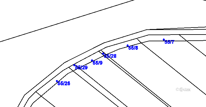 Parcela st. 55/28 v KÚ Želechovice, Katastrální mapa