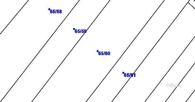 Parcela st. 65/60 v KÚ Želechovice, Katastrální mapa