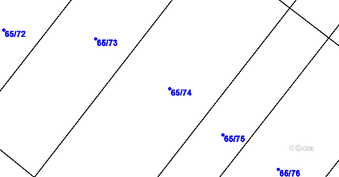 Parcela st. 65/74 v KÚ Želechovice, Katastrální mapa