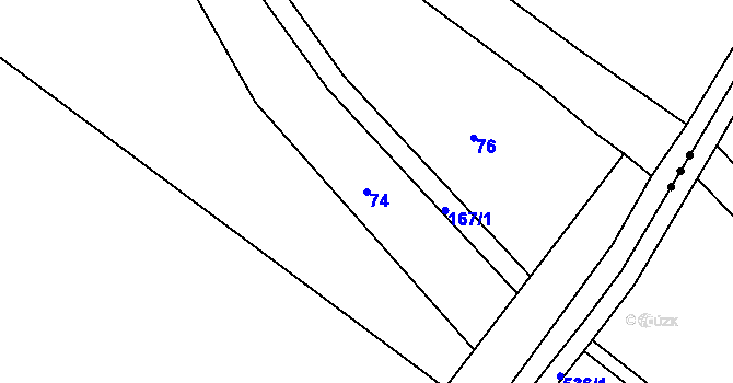 Parcela st. 74 v KÚ Želechovice, Katastrální mapa