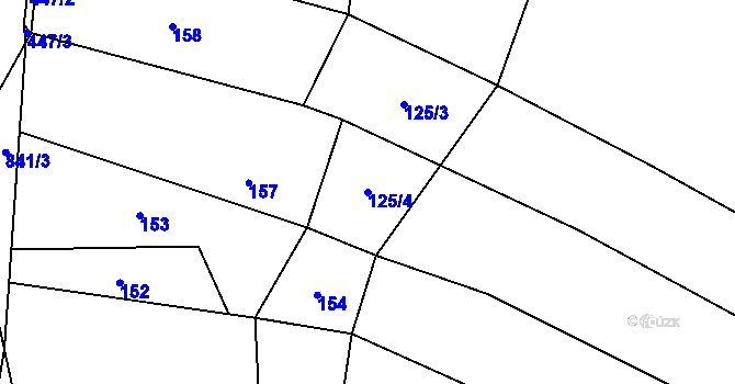 Parcela st. 125/4 v KÚ Urbanov, Katastrální mapa