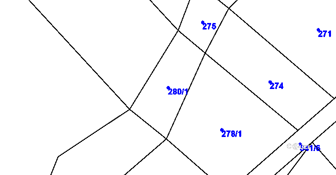 Parcela st. 280/1 v KÚ Urbanov, Katastrální mapa