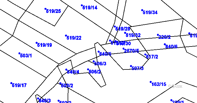 Parcela st. 840/5 v KÚ Urbanov, Katastrální mapa