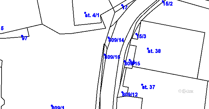 Parcela st. 809/16 v KÚ Urbanov, Katastrální mapa