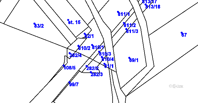 Parcela st. 810/3 v KÚ Urbanov, Katastrální mapa