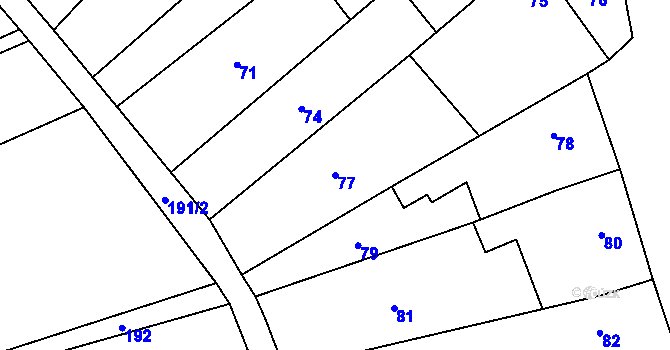 Parcela st. 77 v KÚ Alojzov u Prostějova, Katastrální mapa