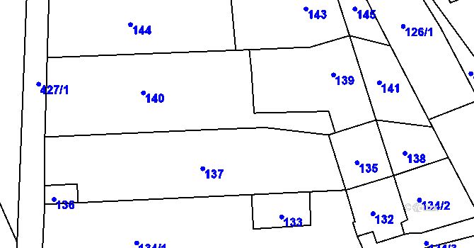 Parcela st. 142 v KÚ Alojzov u Prostějova, Katastrální mapa