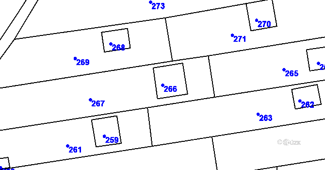 Parcela st. 266 v KÚ Alojzov u Prostějova, Katastrální mapa