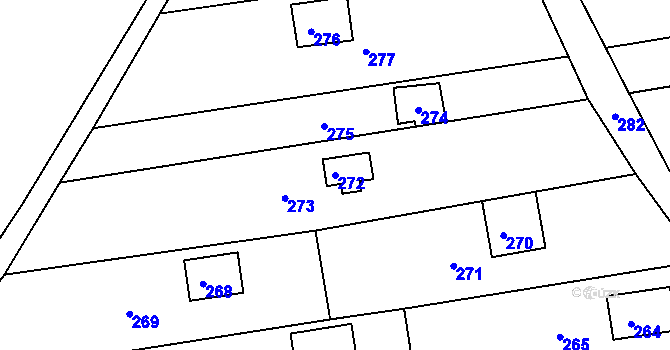 Parcela st. 272 v KÚ Alojzov u Prostějova, Katastrální mapa