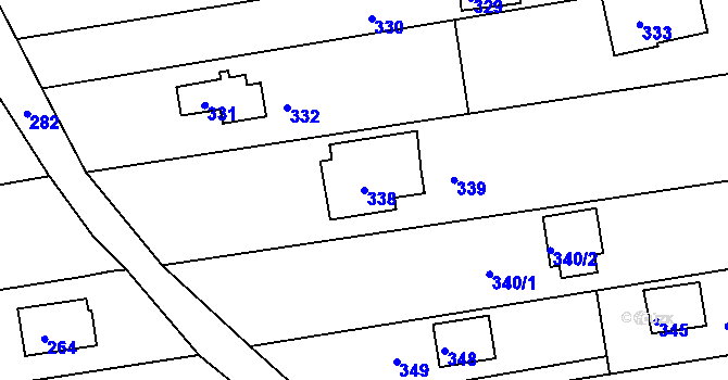 Parcela st. 338 v KÚ Alojzov u Prostějova, Katastrální mapa