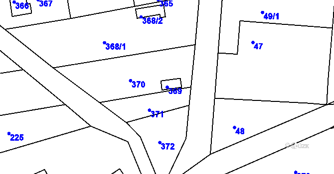 Parcela st. 369 v KÚ Alojzov u Prostějova, Katastrální mapa