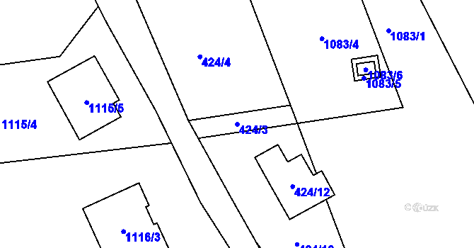 Parcela st. 424/3 v KÚ Alojzov u Prostějova, Katastrální mapa