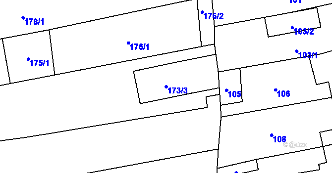 Parcela st. 173/3 v KÚ Alojzov u Prostějova, Katastrální mapa