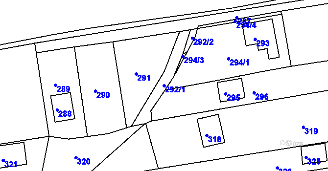 Parcela st. 292/1 v KÚ Alojzov u Prostějova, Katastrální mapa