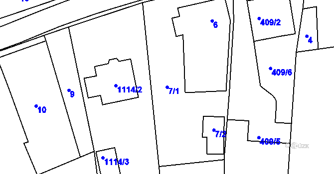 Parcela st. 7/1 v KÚ Alojzov u Prostějova, Katastrální mapa