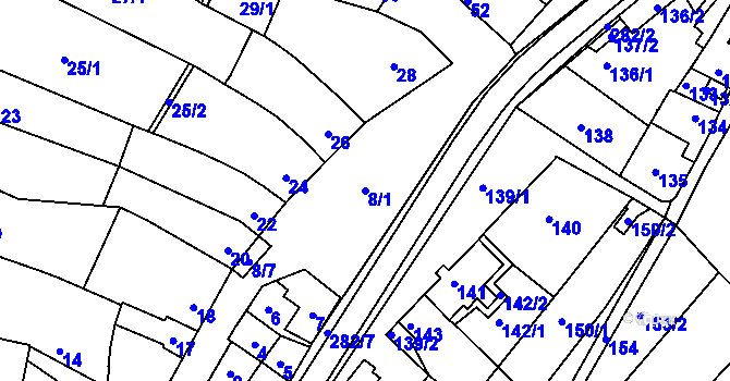 Parcela st. 8/1 v KÚ Seloutky, Katastrální mapa