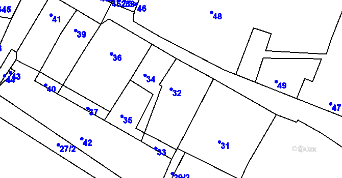 Parcela st. 32 v KÚ Seloutky, Katastrální mapa