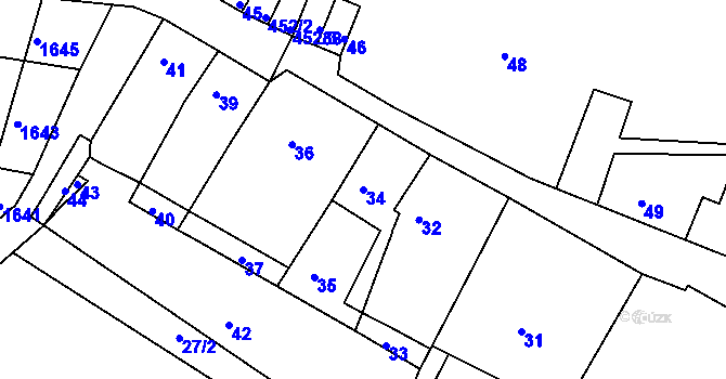 Parcela st. 34 v KÚ Seloutky, Katastrální mapa