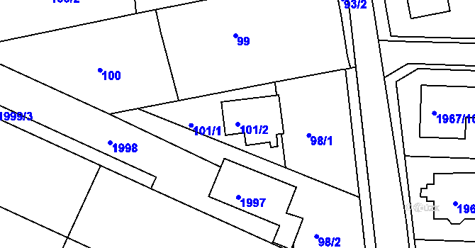 Parcela st. 101/2 v KÚ Seloutky, Katastrální mapa