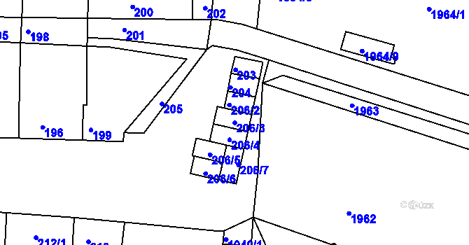 Parcela st. 206/3 v KÚ Seloutky, Katastrální mapa