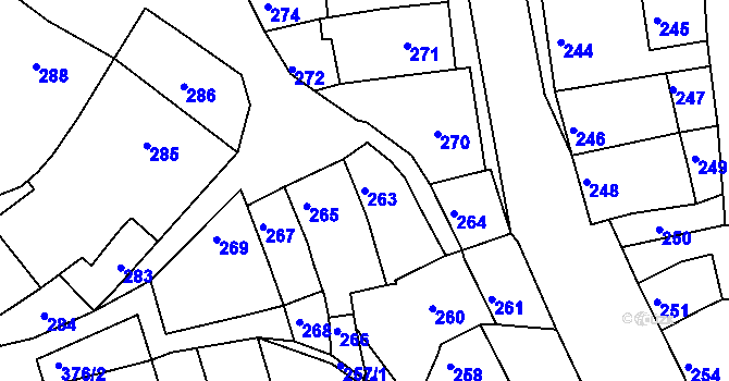 Parcela st. 263 v KÚ Seloutky, Katastrální mapa