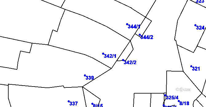 Parcela st. 342/1 v KÚ Seloutky, Katastrální mapa