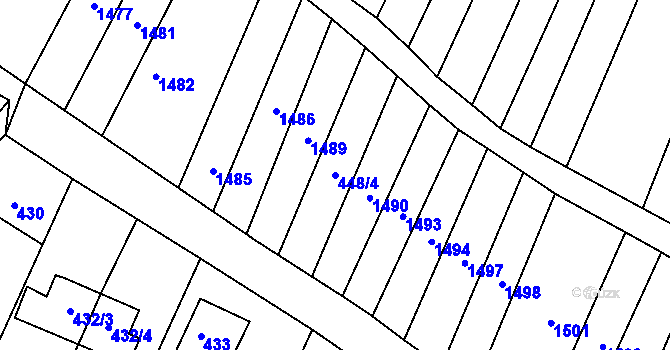 Parcela st. 448/4 v KÚ Seloutky, Katastrální mapa