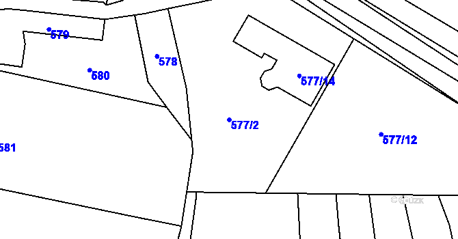 Parcela st. 577/2 v KÚ Seloutky, Katastrální mapa