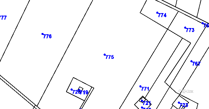 Parcela st. 775 v KÚ Seloutky, Katastrální mapa