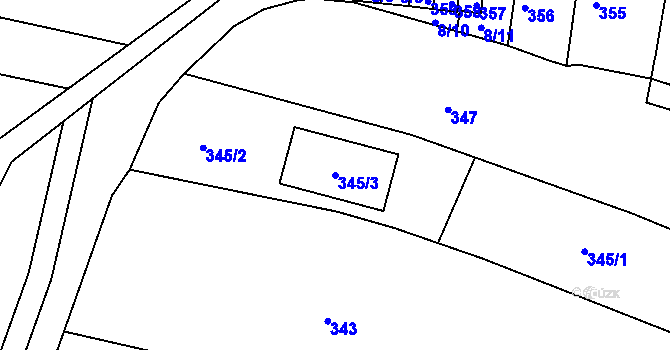 Parcela st. 345/3 v KÚ Seloutky, Katastrální mapa