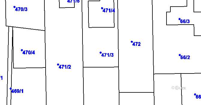 Parcela st. 471/3 v KÚ Seloutky, Katastrální mapa