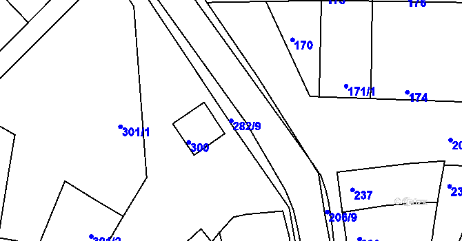 Parcela st. 282/9 v KÚ Seloutky, Katastrální mapa