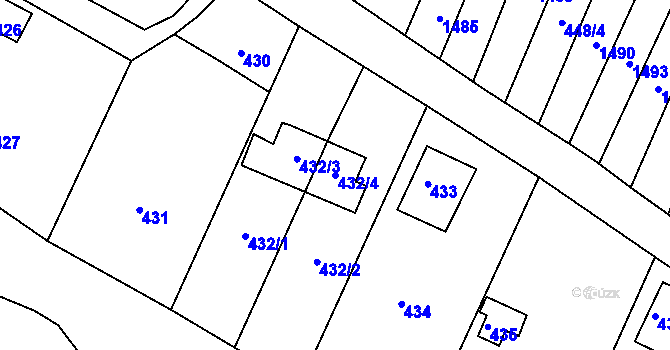 Parcela st. 432/4 v KÚ Seloutky, Katastrální mapa