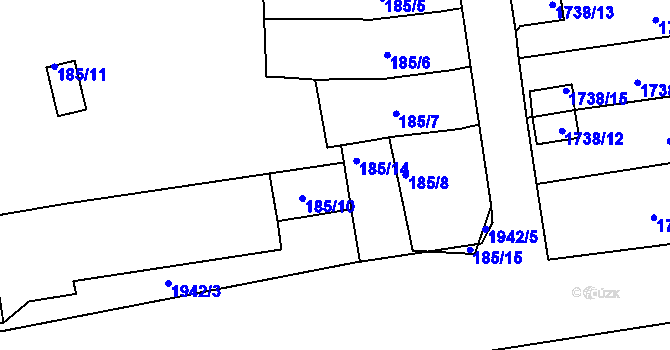 Parcela st. 185/9 v KÚ Určice, Katastrální mapa