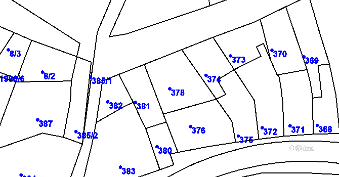 Parcela st. 378 v KÚ Určice, Katastrální mapa
