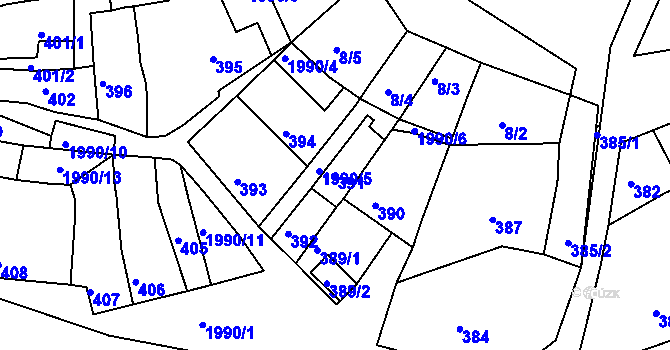 Parcela st. 391 v KÚ Určice, Katastrální mapa