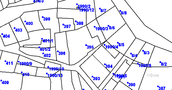 Parcela st. 395 v KÚ Určice, Katastrální mapa