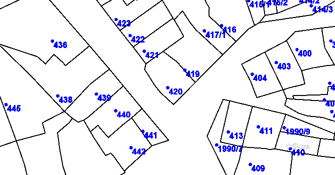 Parcela st. 420 v KÚ Určice, Katastrální mapa