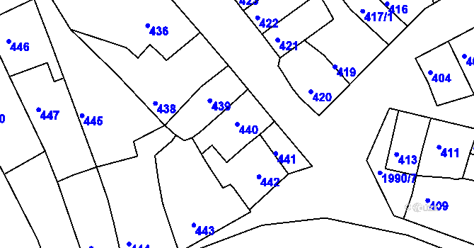Parcela st. 440 v KÚ Určice, Katastrální mapa