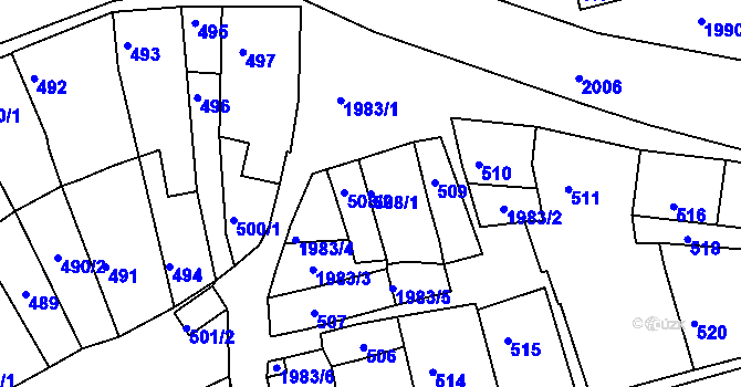 Parcela st. 508/1 v KÚ Určice, Katastrální mapa