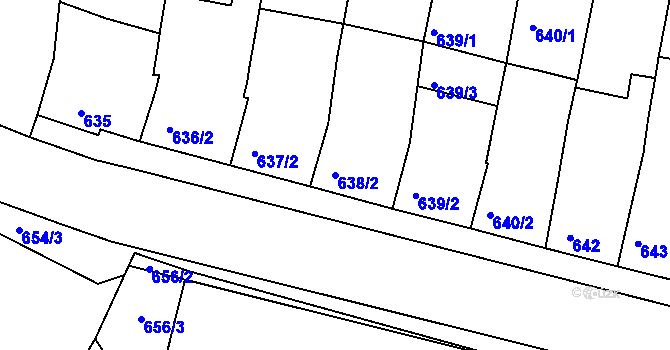 Parcela st. 638/2 v KÚ Určice, Katastrální mapa