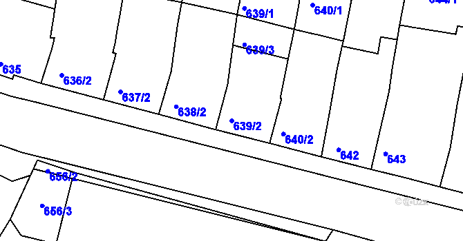 Parcela st. 639/2 v KÚ Určice, Katastrální mapa