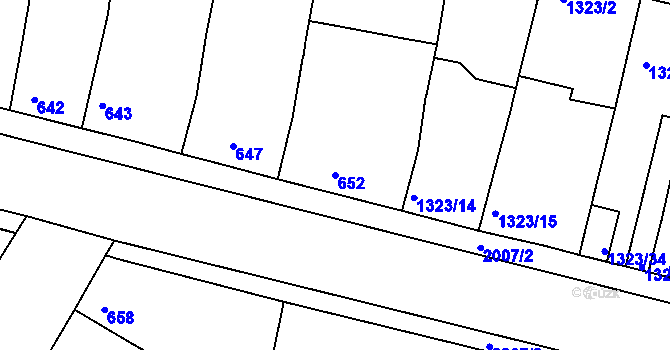 Parcela st. 652 v KÚ Určice, Katastrální mapa