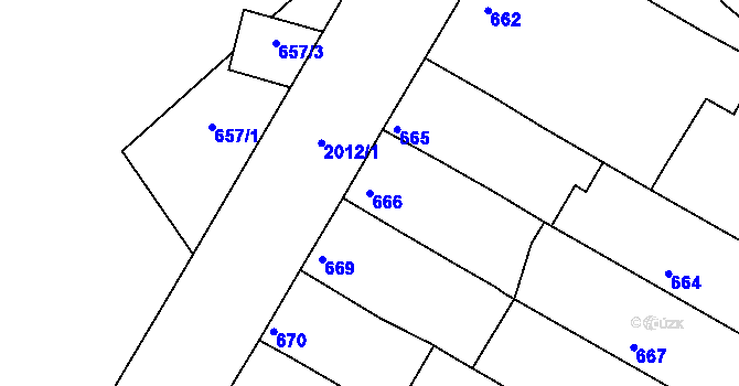 Parcela st. 666 v KÚ Určice, Katastrální mapa