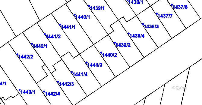 Parcela st. 1440/2 v KÚ Určice, Katastrální mapa