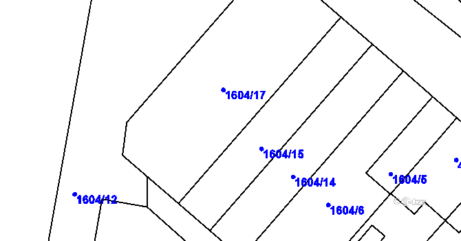 Parcela st. 1604/16 v KÚ Určice, Katastrální mapa