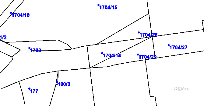 Parcela st. 1704/14 v KÚ Určice, Katastrální mapa