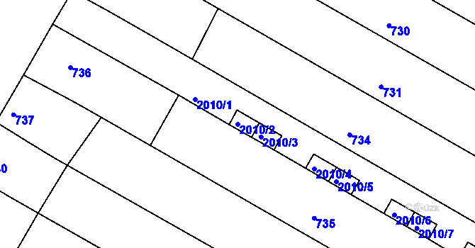 Parcela st. 2010/2 v KÚ Určice, Katastrální mapa